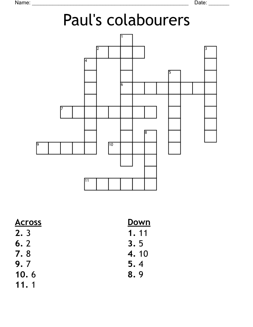 Paul's colabourers  Crossword