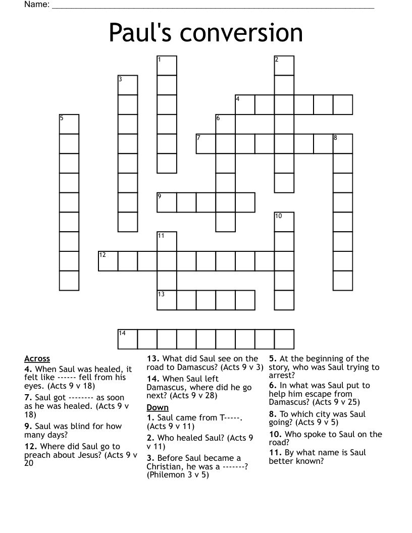 Paul's conversion Crossword