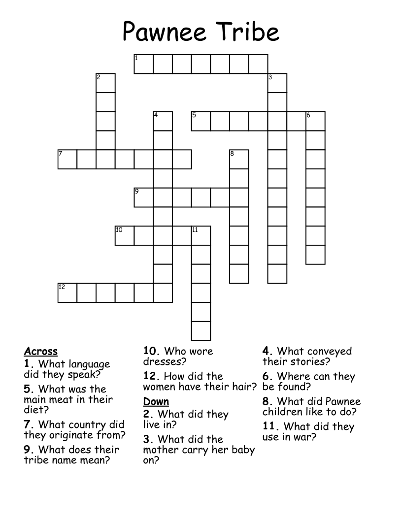 Pawnee Tribe Crossword