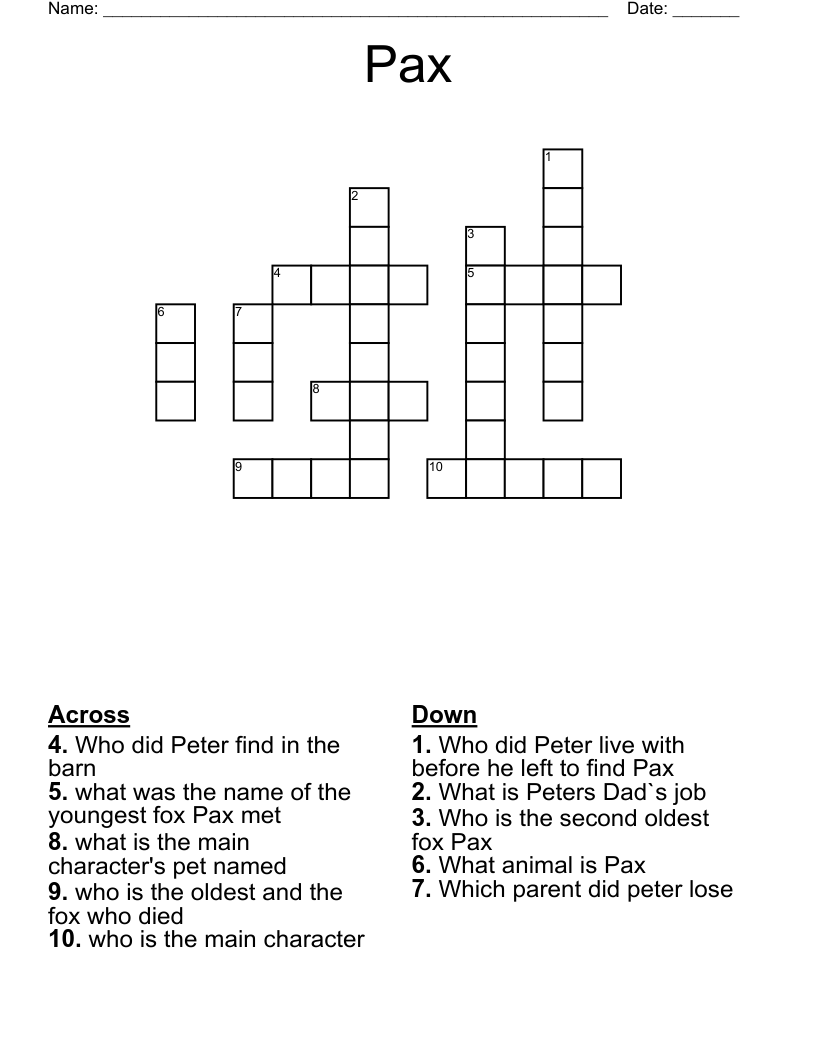 Pax  Crossword