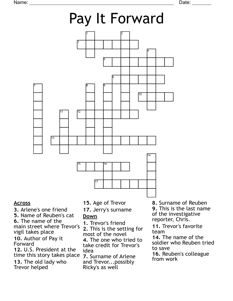Pay It Forward Crossword