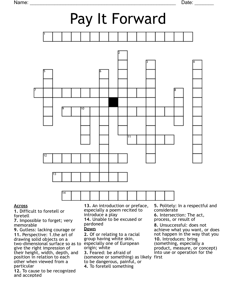 Pay It Forward Crossword