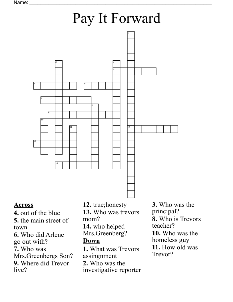 Pay It Forward Crossword