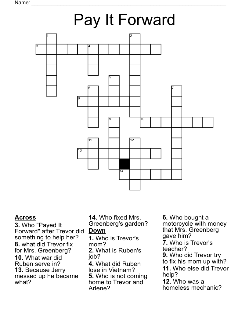 Pay It Forward Crossword
