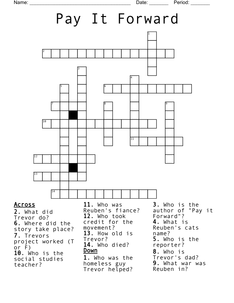 Pay It Forward Crossword