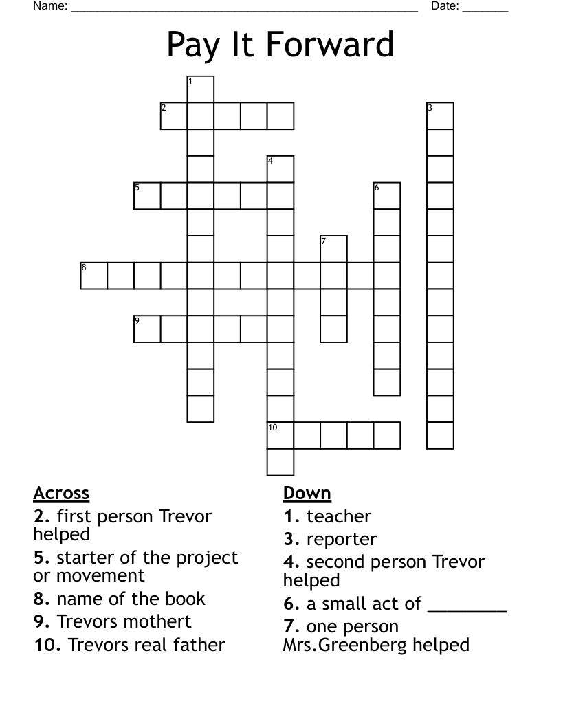 Pay It Forward Crossword