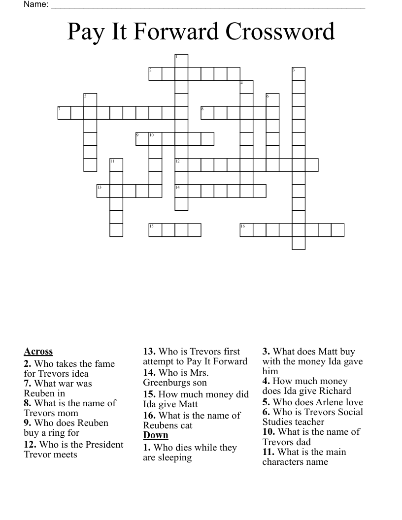 Pay It Forward Crossword