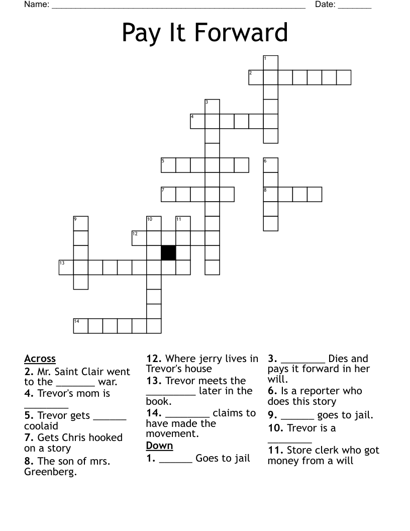 Pay It Forward  Crossword