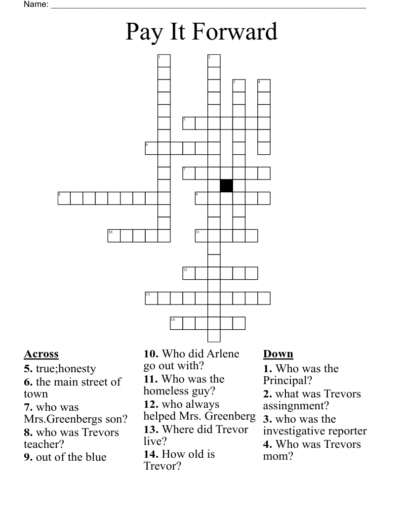 Pay It Forward  Crossword