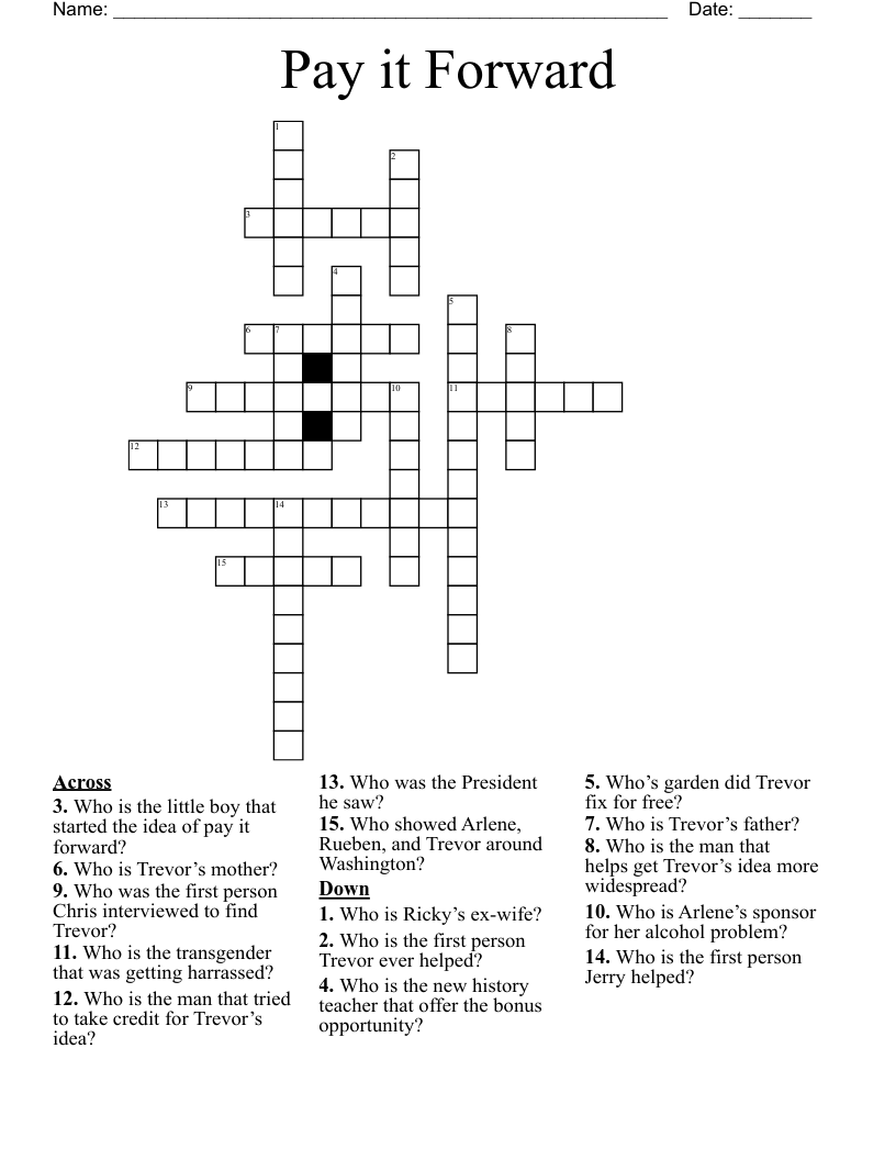 Pay it Forward  Crossword