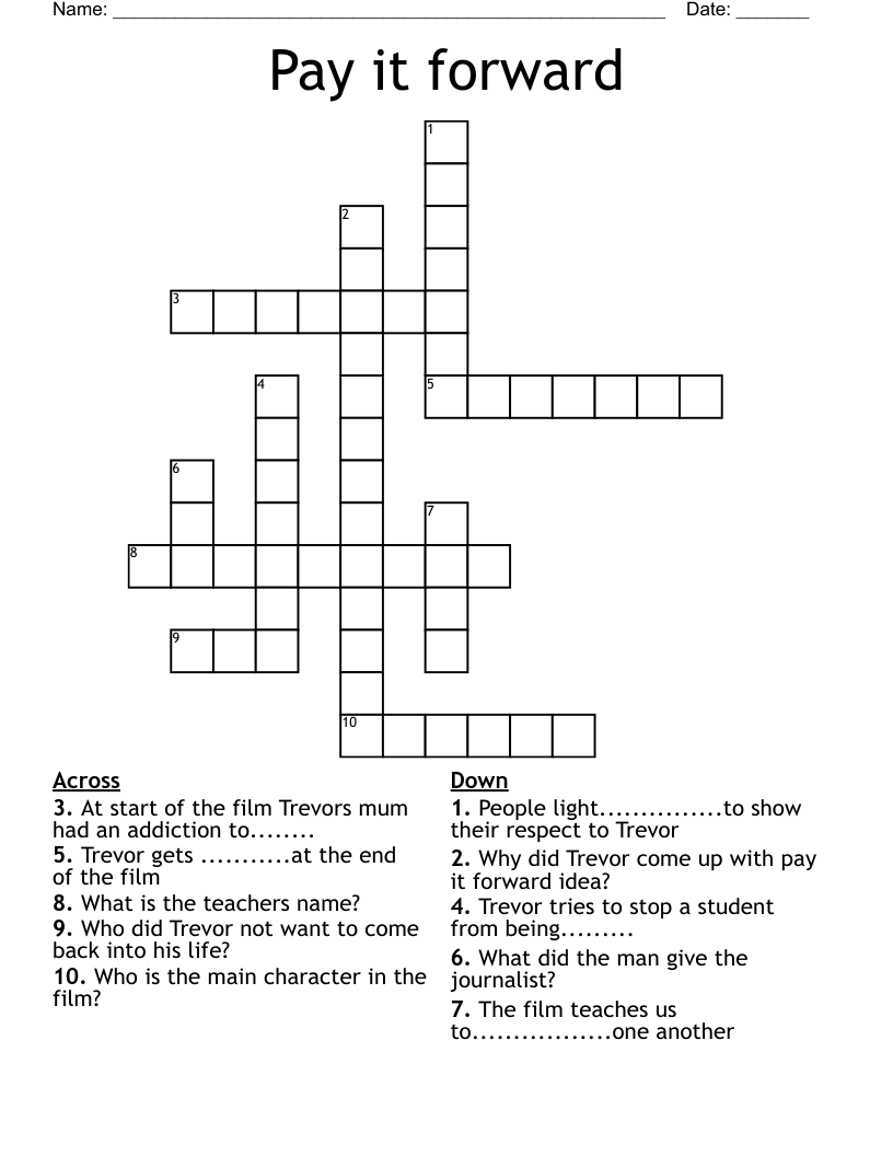 Pay it forward  Crossword