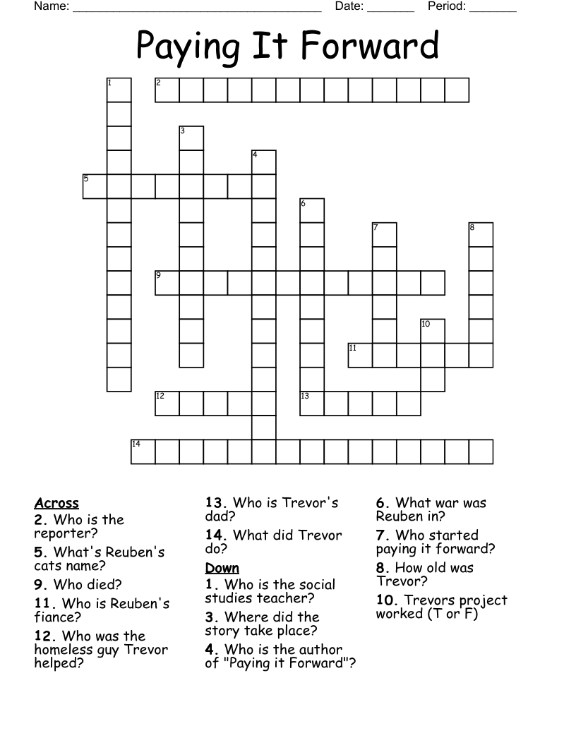 Paying It Forward Crossword