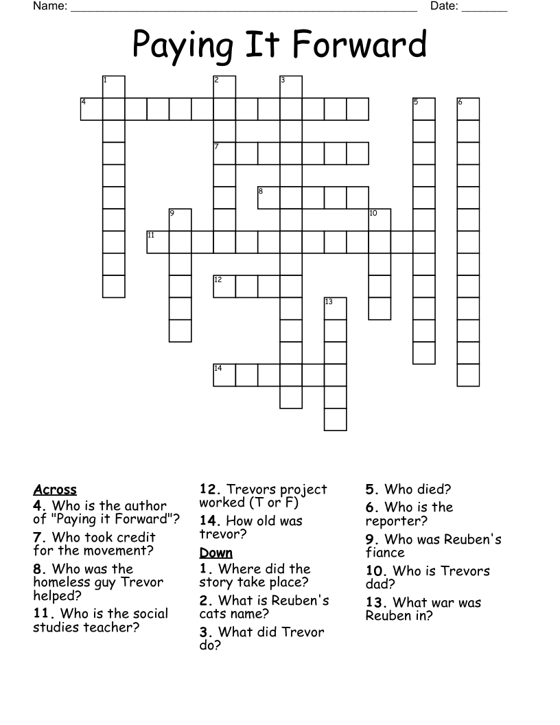Paying It Forward Crossword
