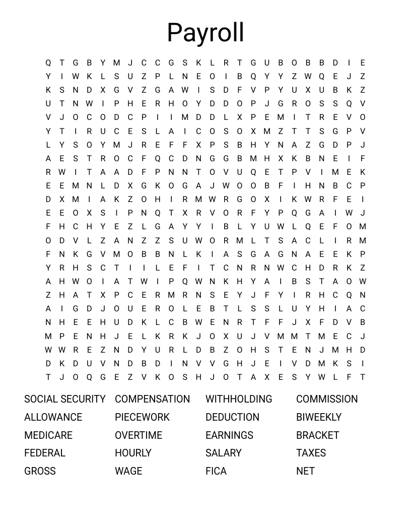Payroll Word Search