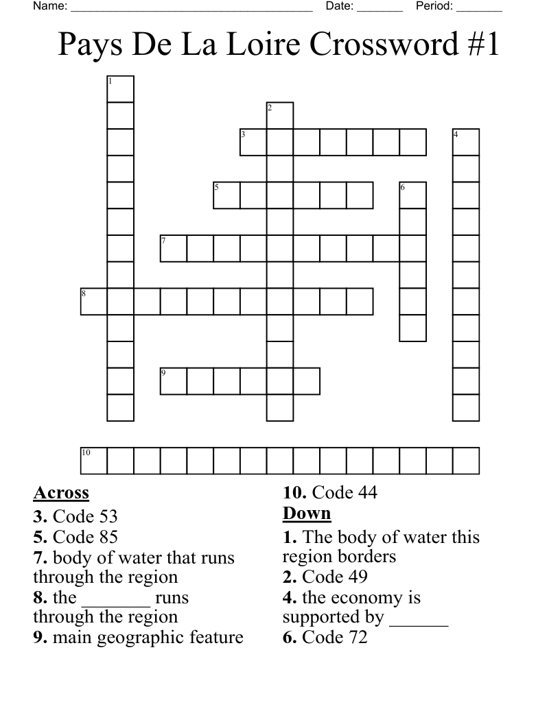 Pays De La Loire Crossword #1