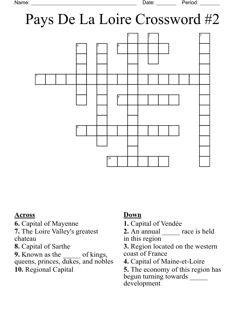 Pays De La Loire Crossword #2