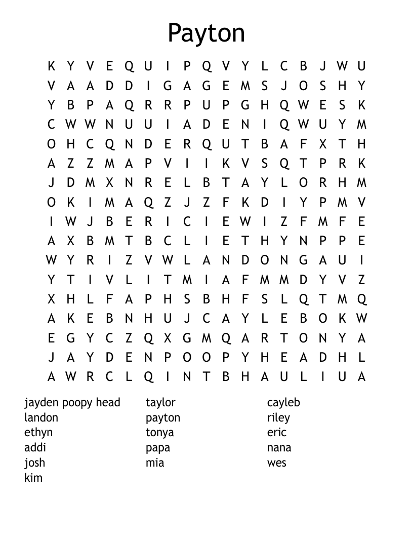 Payton Word Search