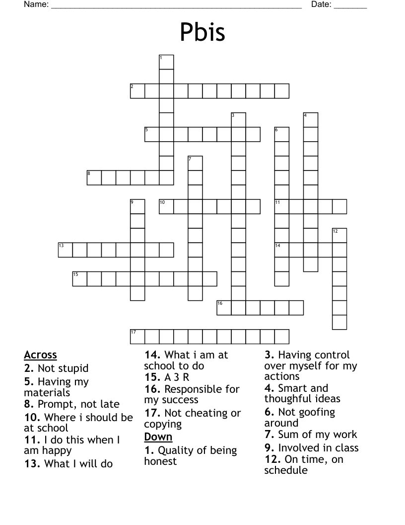 Pbis Crossword