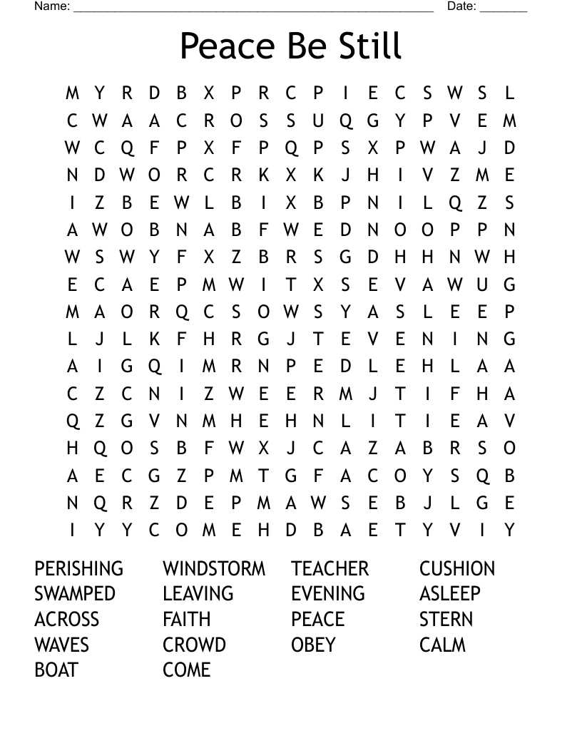 Peace Be Still Word Search
