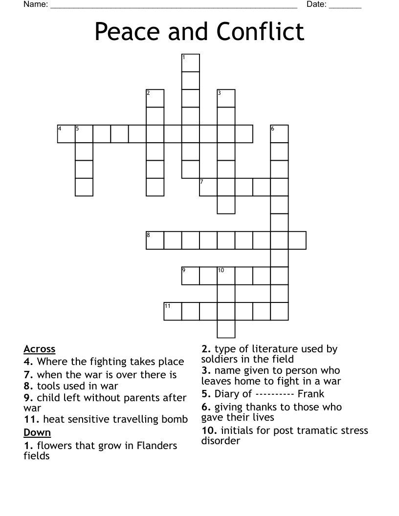 Peace and Conflict Crossword