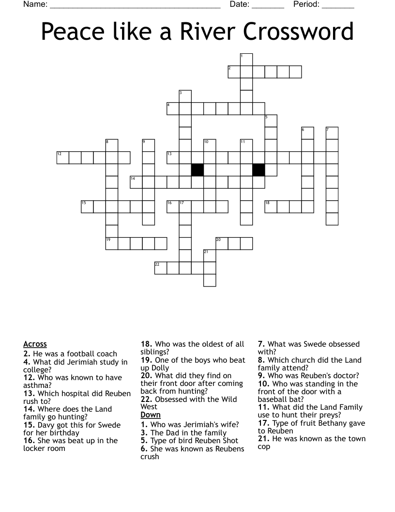 Peace like a River Crossword