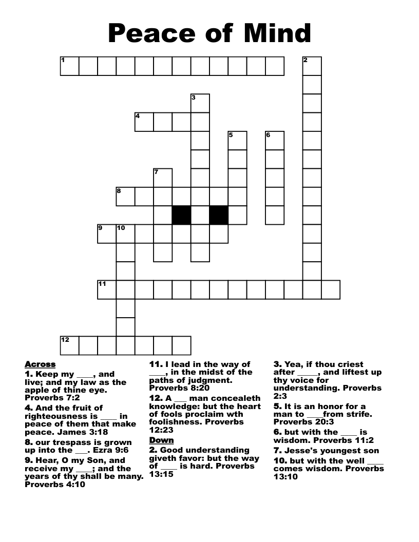 Peace of Mind Crossword