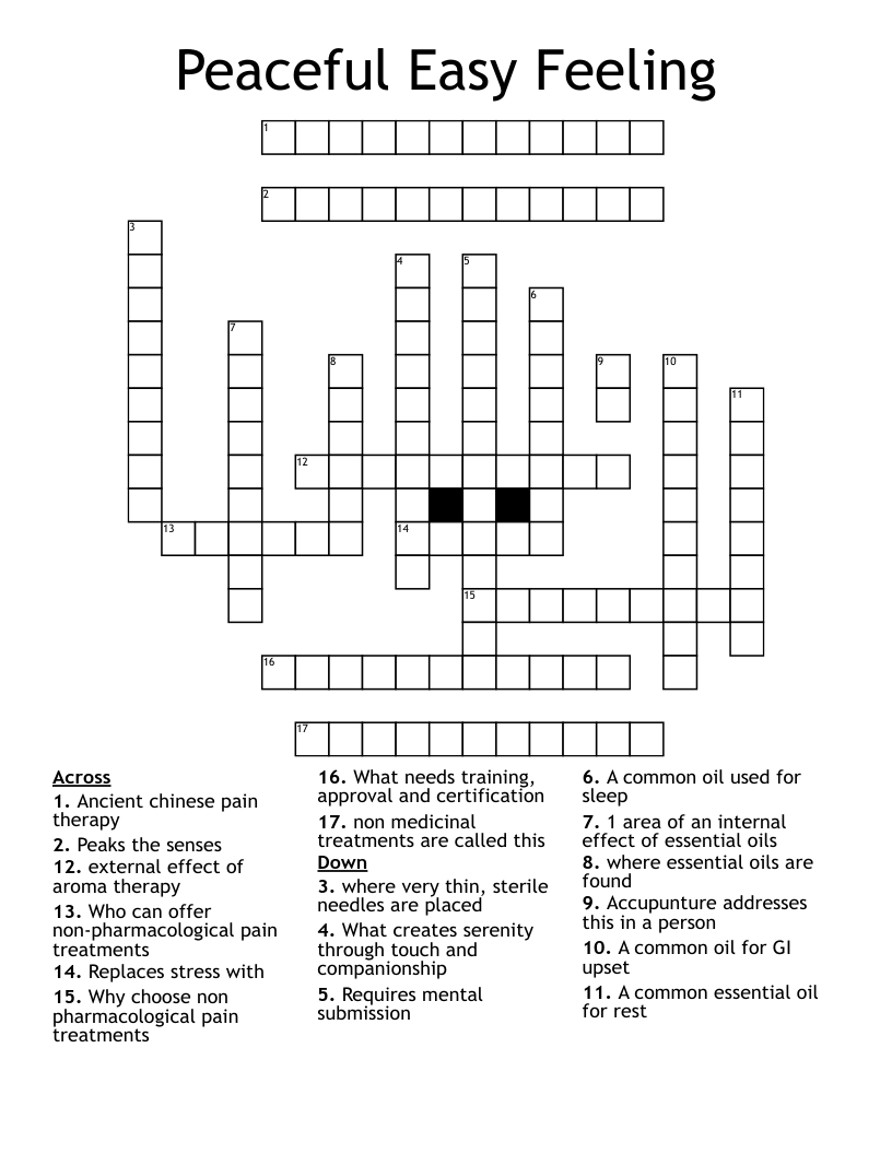 Peaceful Easy Feeling Crossword