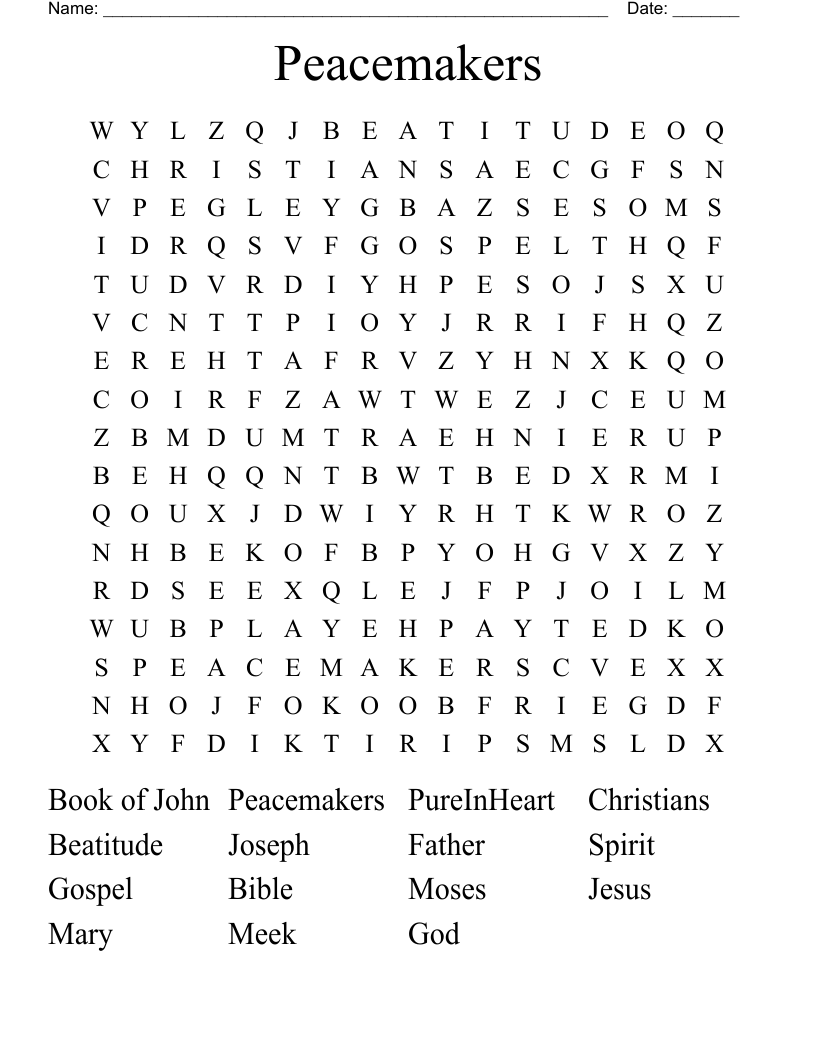 Peacemakers Word Search