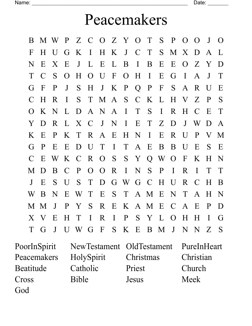 Peacemakers Word Search