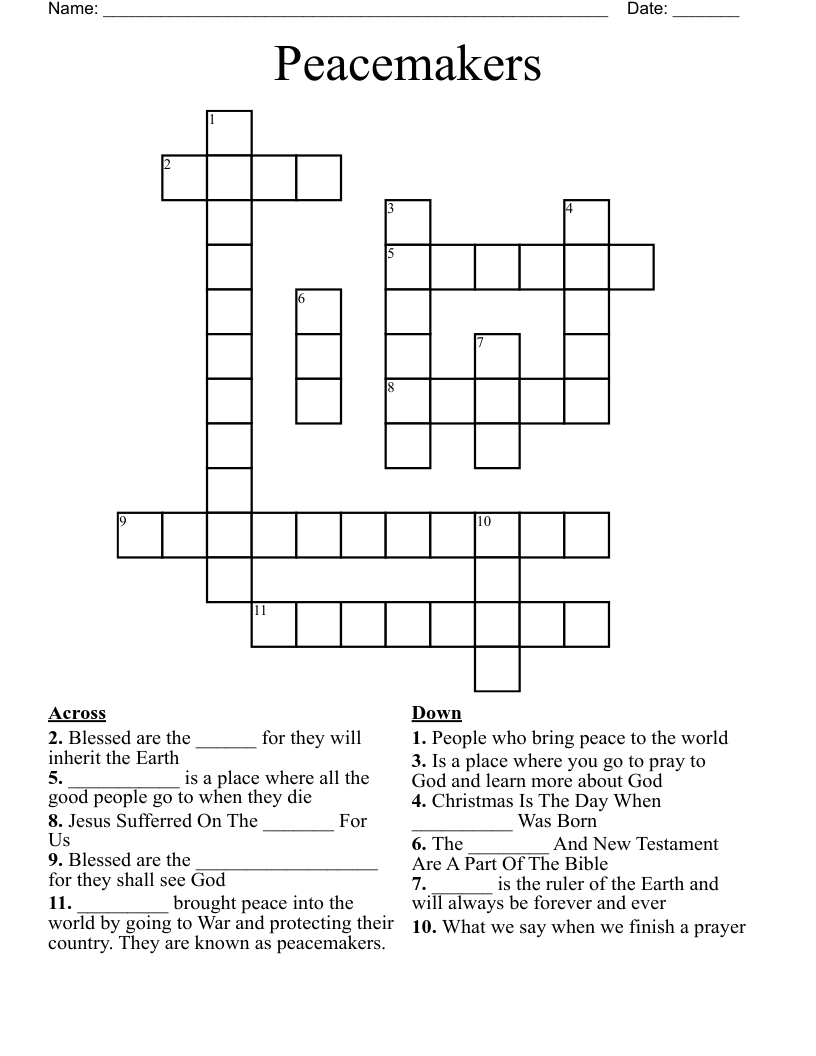 Peacemakers Crossword