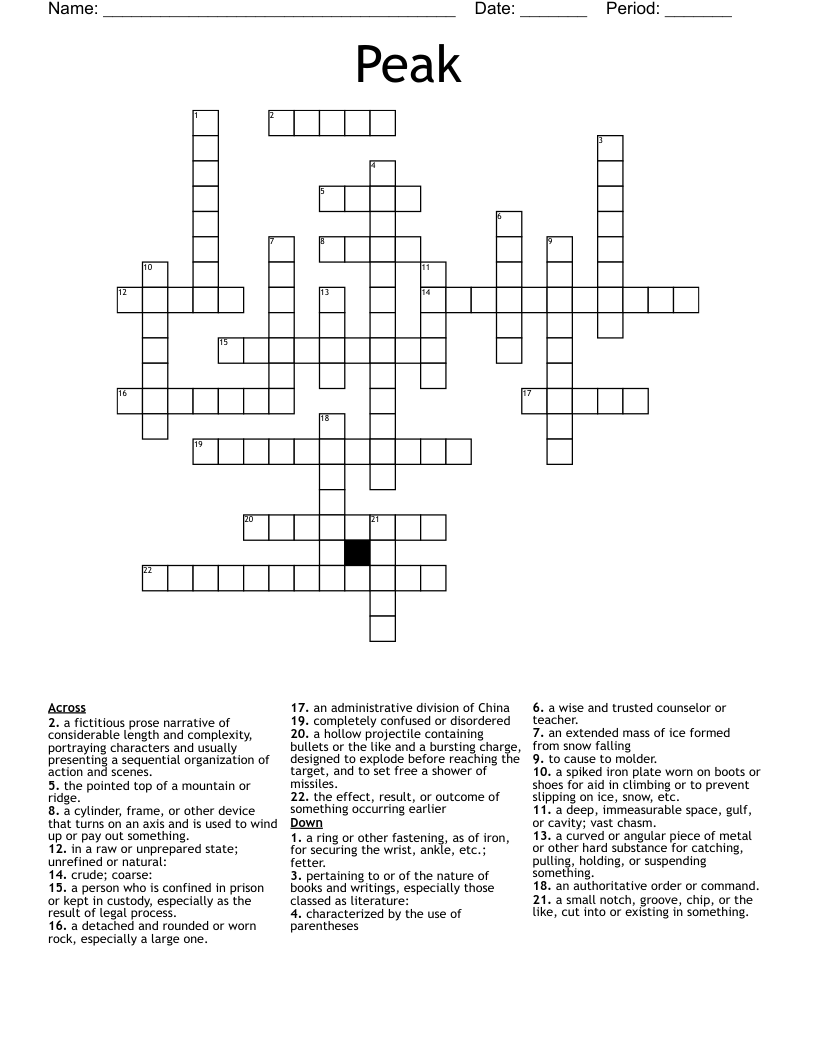 Peak Crossword