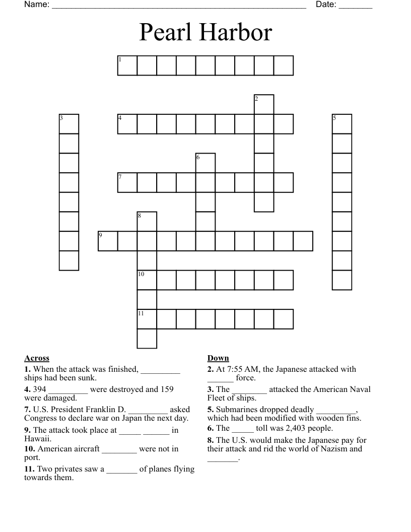 Pearl Harbor Crossword