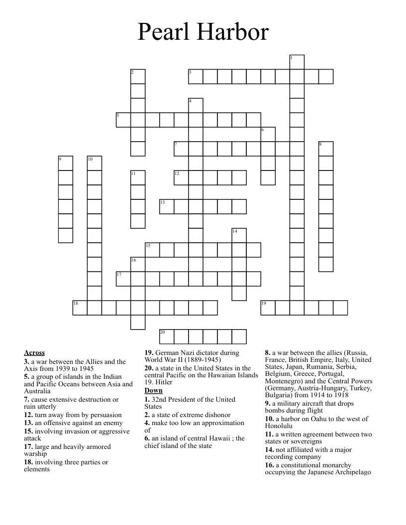 Pearl Harbor Crossword