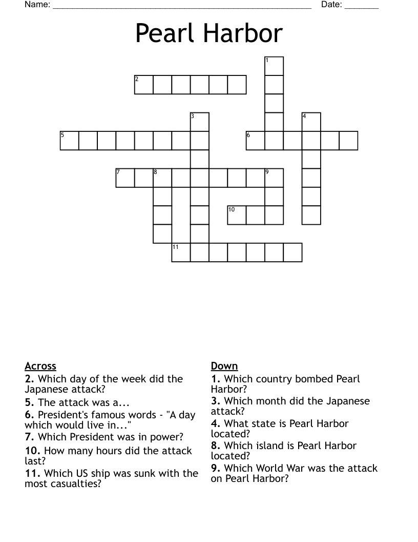 Pearl Harbor Crossword