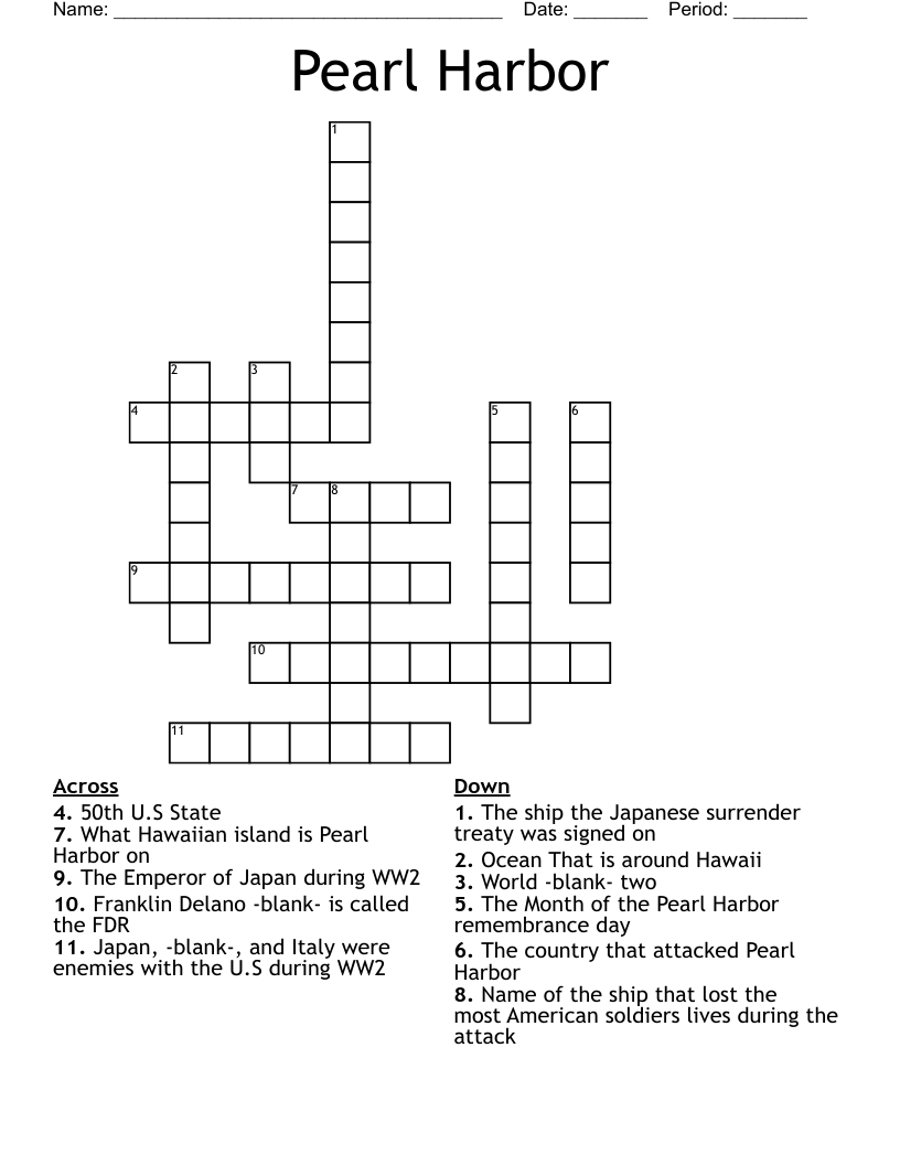 Pearl Harbor Crossword
