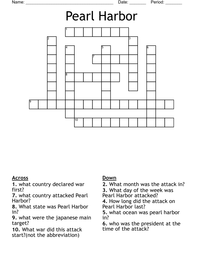 Pearl Harbor  Crossword