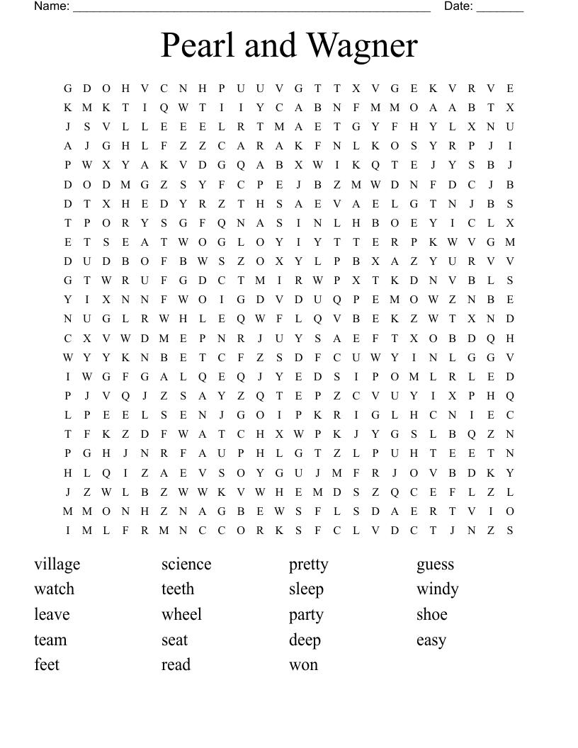 Pearl and Wagner Word Search