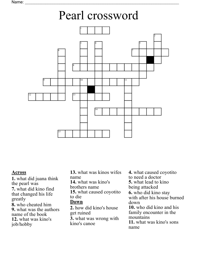 Pearl crossword