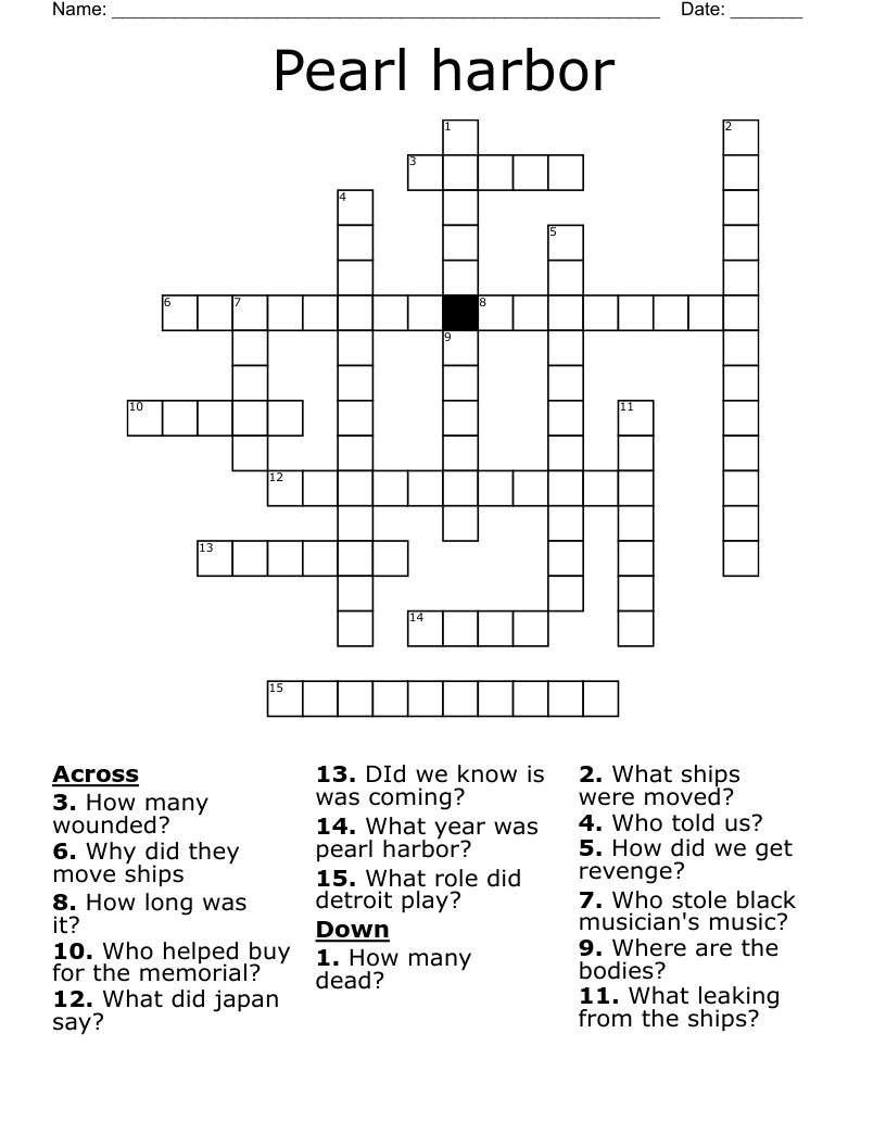 Pearl harbor  Crossword
