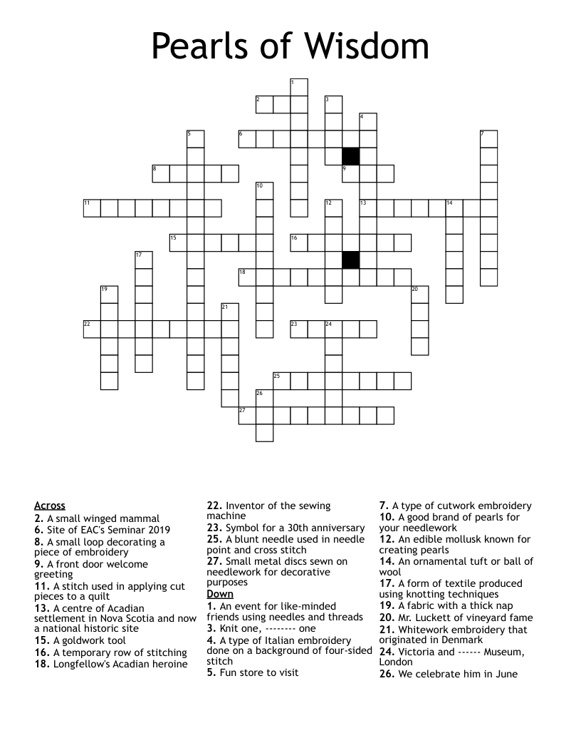 Pearls of Wisdom Crossword