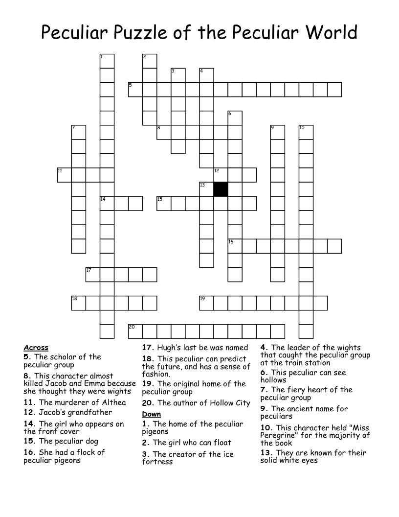 Peculiar Puzzle of the Peculiar World Crossword