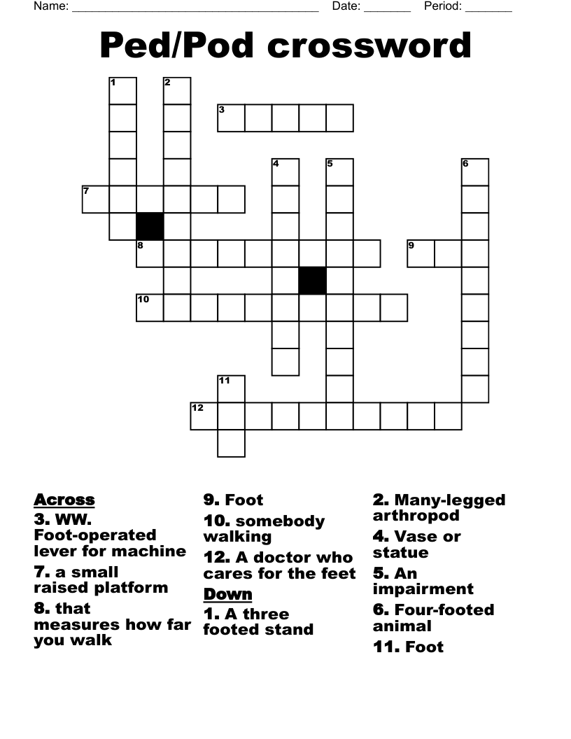 Ped/Pod crossword 