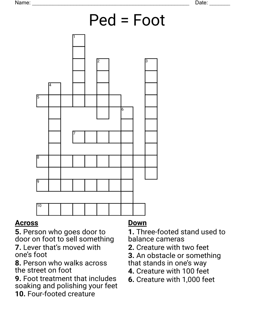 Ped = Foot Crossword