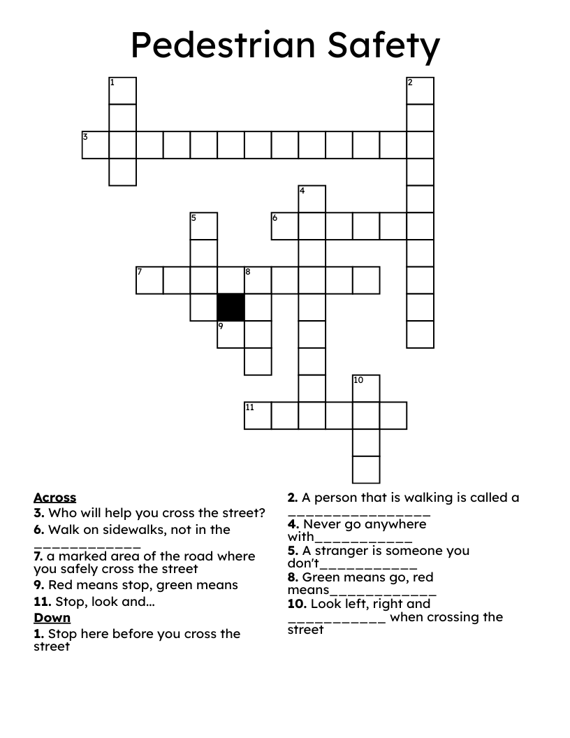 Pedestrian Safety Crossword