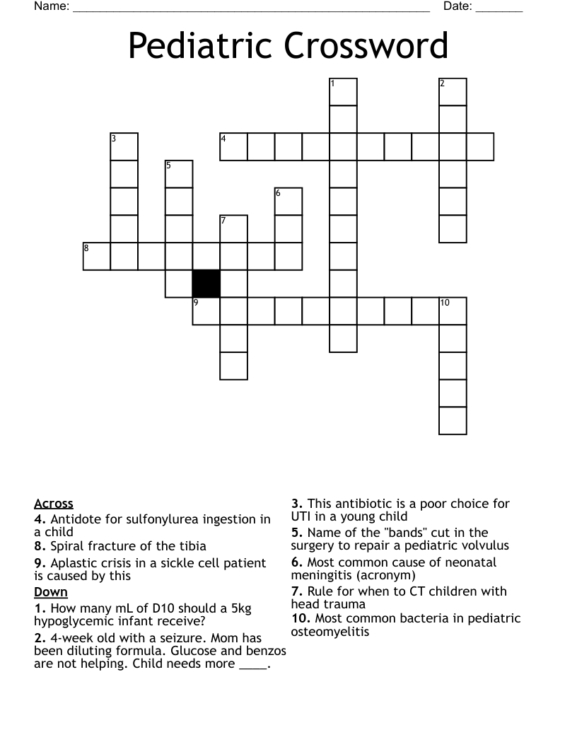 Pediatric Crossword