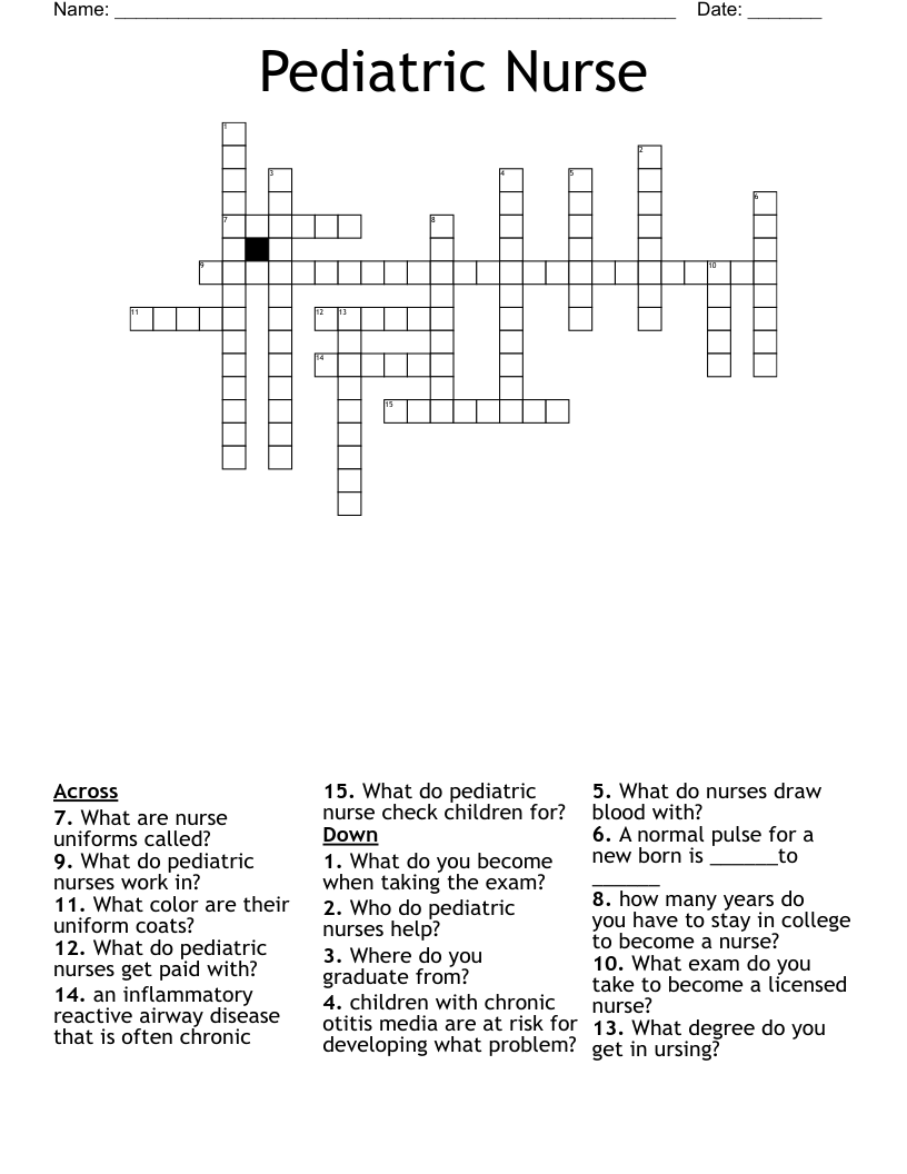 Pediatric Nurse Crossword