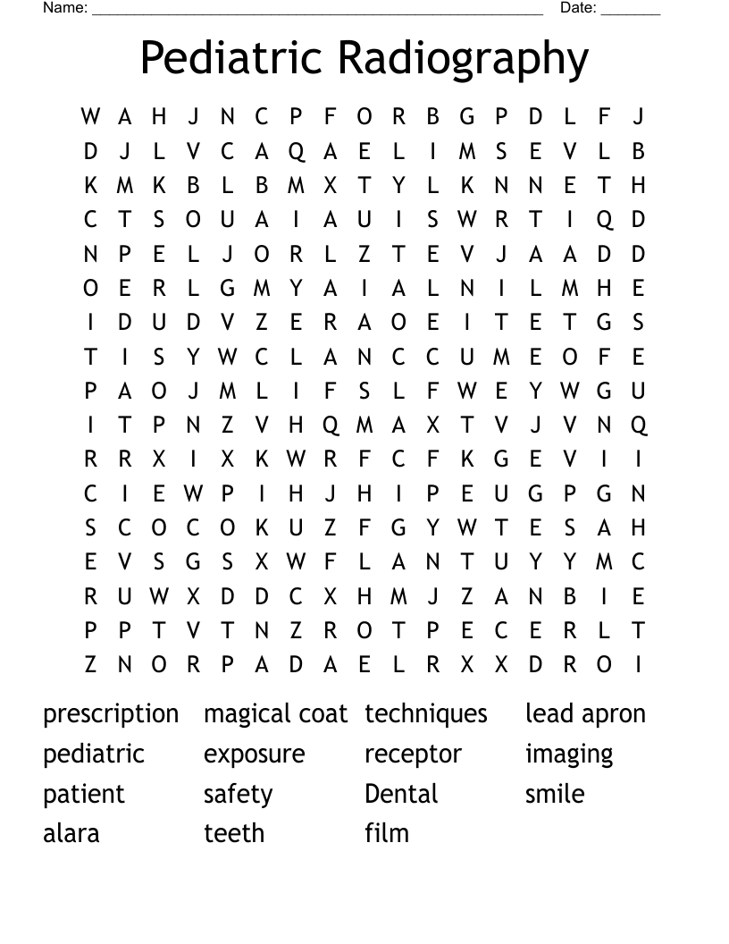 Pediatric Radiography Word Search