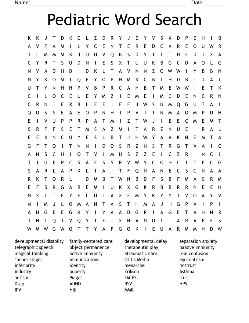 Pediatric Word Search