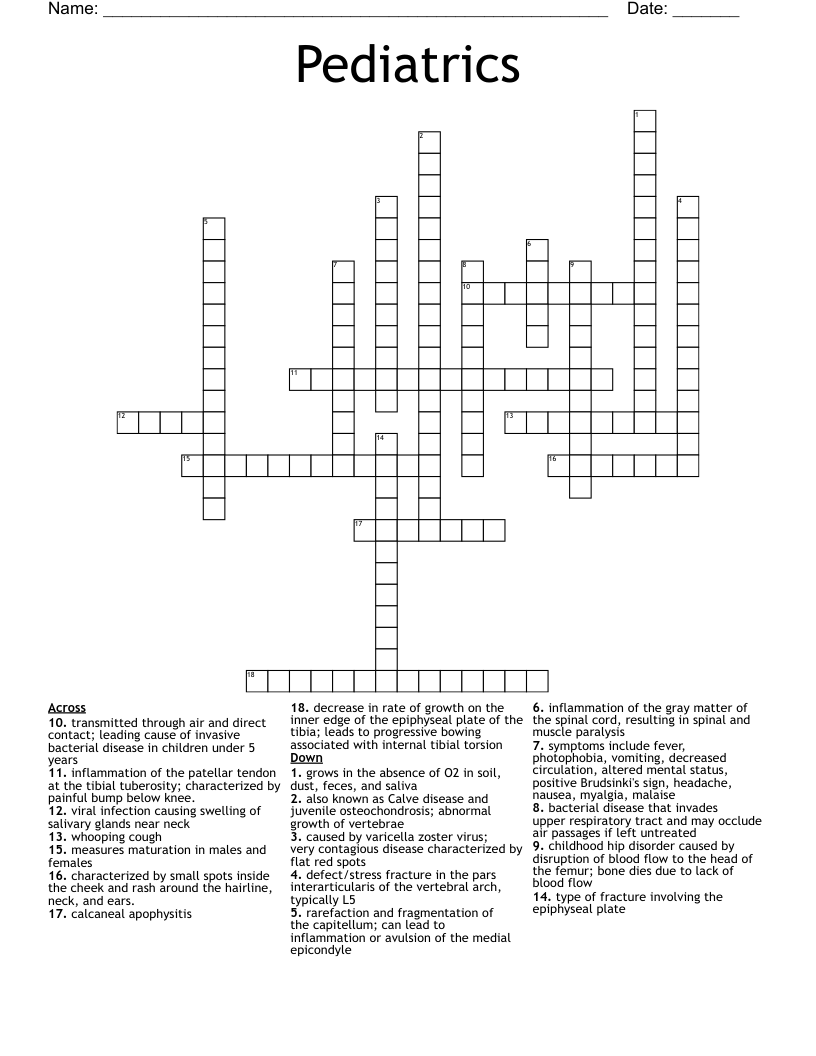 Pediatrics Crossword