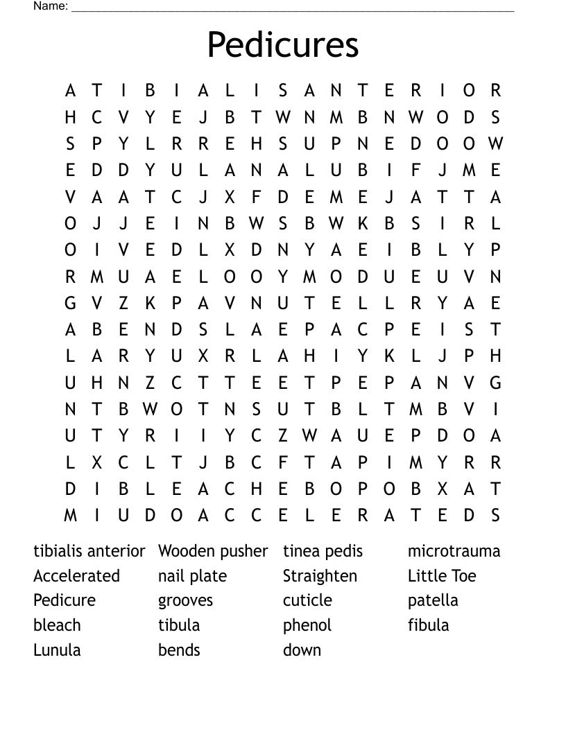 Pedicures Word Search